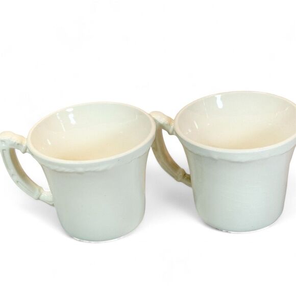 Vintage Christmas Greetings to you, pottery mug, 1940s, set of two (2) - Picture 4 of 11